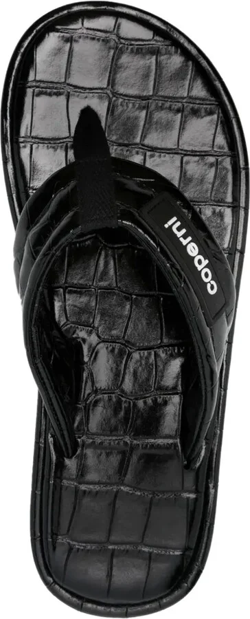 Crocodile-Embossed Leather Flip Flops - Image 4