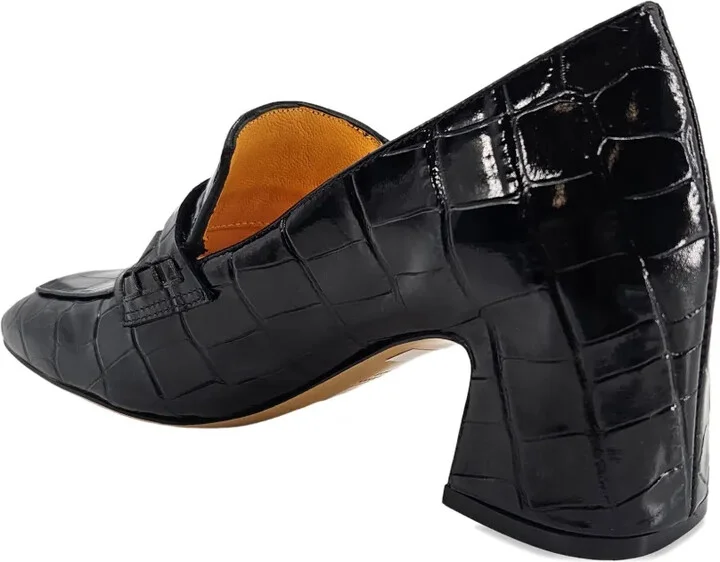 Crocodile-Embossed Leather Heeled Loafers - Image 4