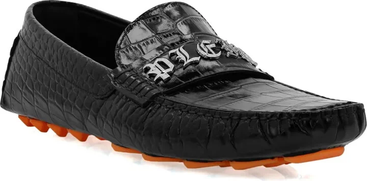 Crocodile-Embossed Leather Loafers - Image 2