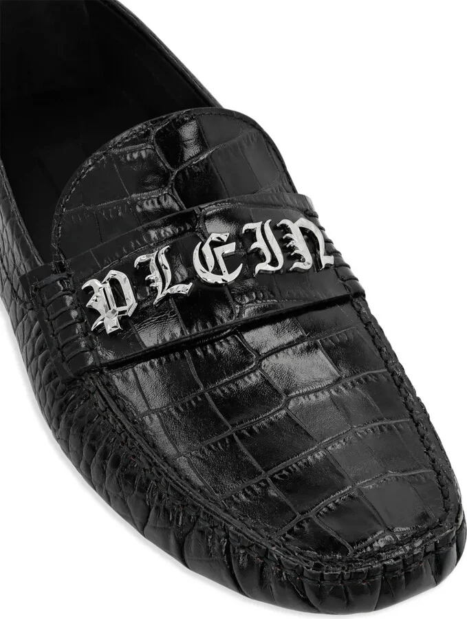 Crocodile-Embossed Leather Loafers - Image 4