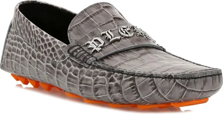 Crocodile-Embossed Leather Loafers - Image 2
