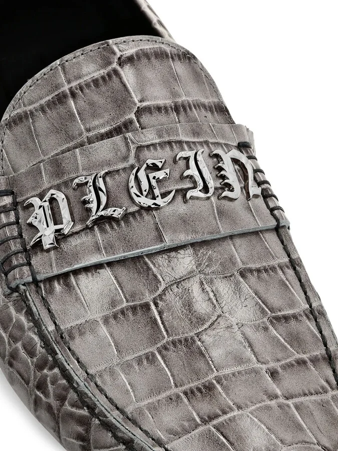 Crocodile-Embossed Leather Loafers - Image 4