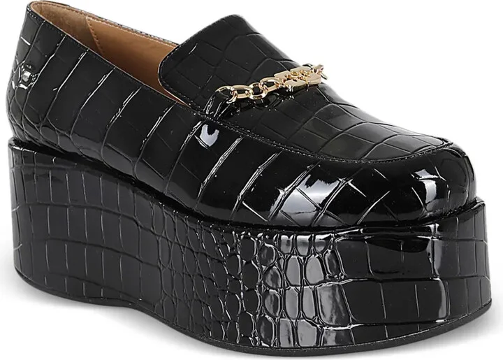 Crocodile-Embossed Leather Loafers - Image 2