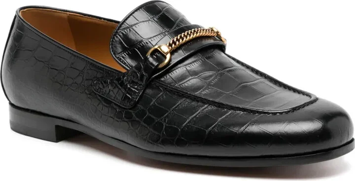 Crocodile-Embossed Leather Loafers - Image 2