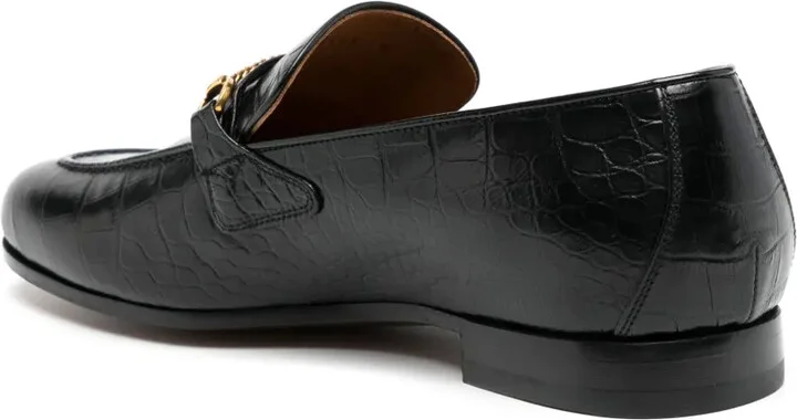 Crocodile-Embossed Leather Loafers - Image 3