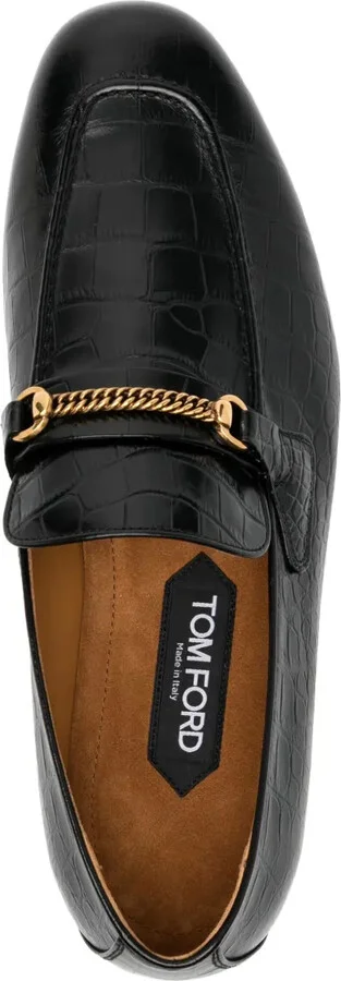 Crocodile-Embossed Leather Loafers - Image 4