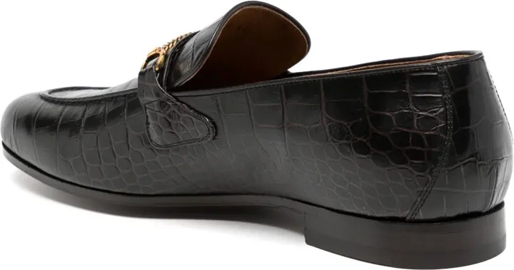 Crocodile-Embossed Leather Loafers - Image 3