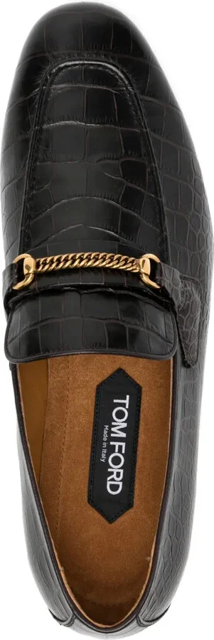 Crocodile-Embossed Leather Loafers - Image 4