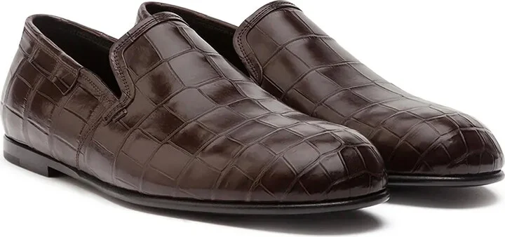 Crocodile-Embossed Leather Loafers - Image 2