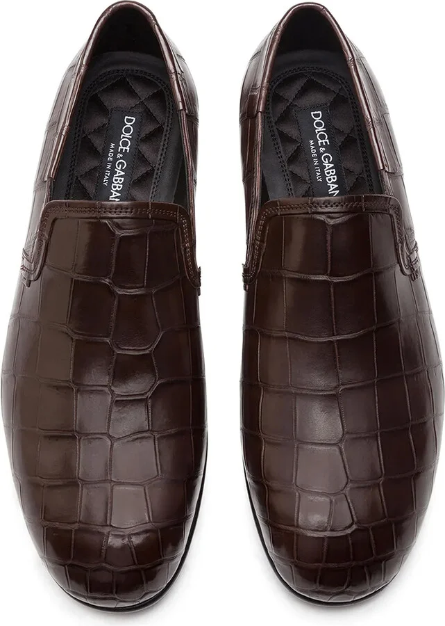 Crocodile-Embossed Leather Loafers - Image 4