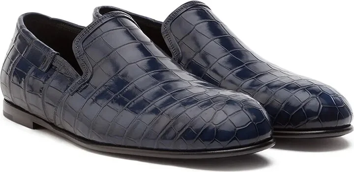 Crocodile-Embossed Leather Loafers - Image 2
