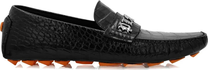 Crocodile-Embossed Leather Loafers