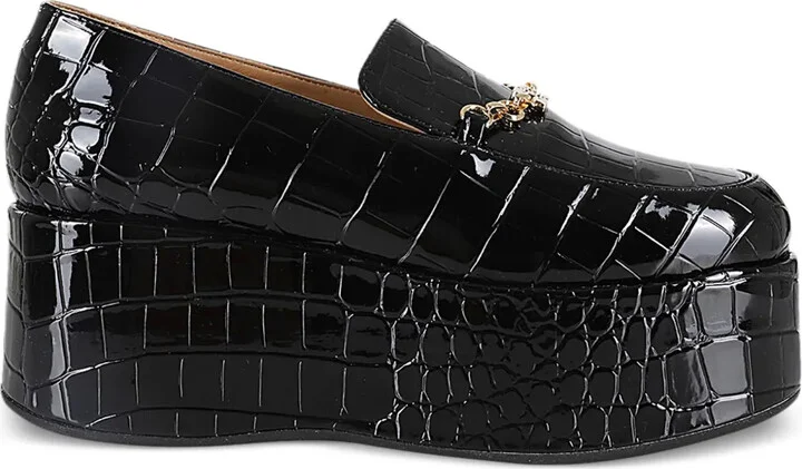 Crocodile-Embossed Leather Loafers