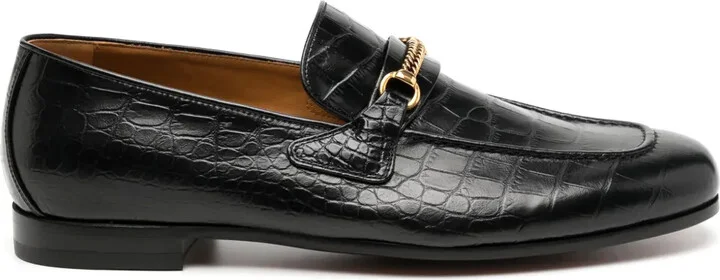 Crocodile-Embossed Leather Loafers