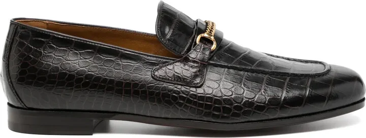 Crocodile-Embossed Leather Loafers