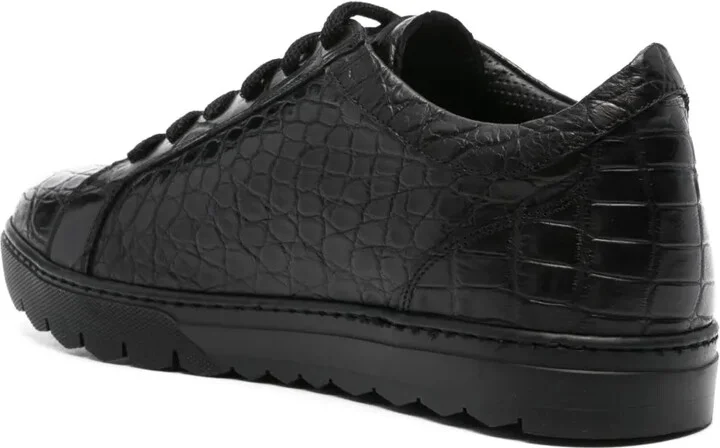 Crocodile-Embossed Leather Sneakers - Image 3
