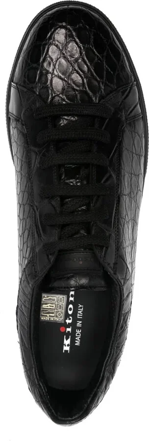 Crocodile-Embossed Leather Sneakers - Image 4