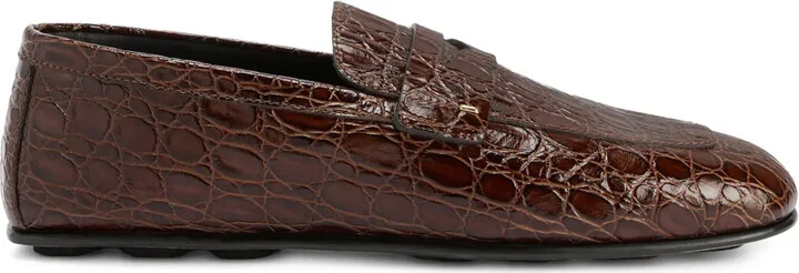 Crocodile-Embossed Loafers