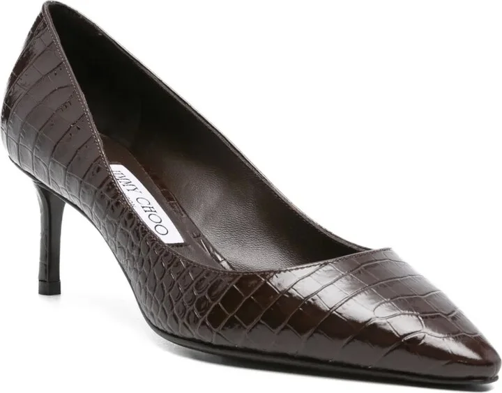 Crocodile-Embossed Pointed-Toe Pumps - Image 2