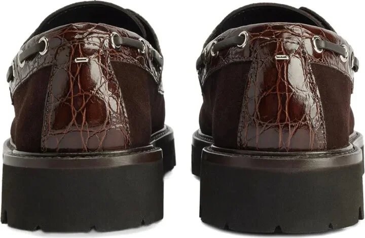 Crocodile-Embossed Suede Lace-Up Shoes - Image 2