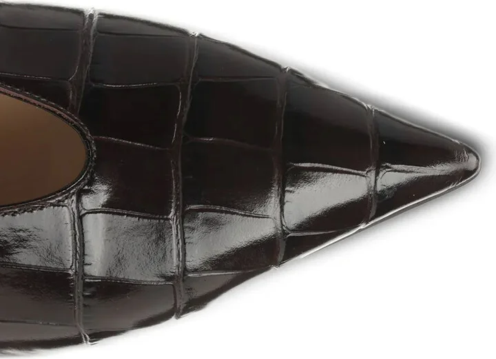 Crocodile-Pattern Pointed-Toe Pumps - Image 5