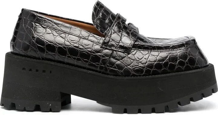 Crocodille-Effect Chunky Loafers