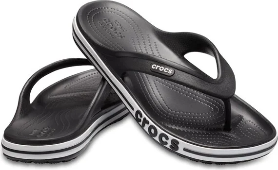 Crocs Adult Bayaband Flip Flop Sandals, Black/White, M12 - Image 2