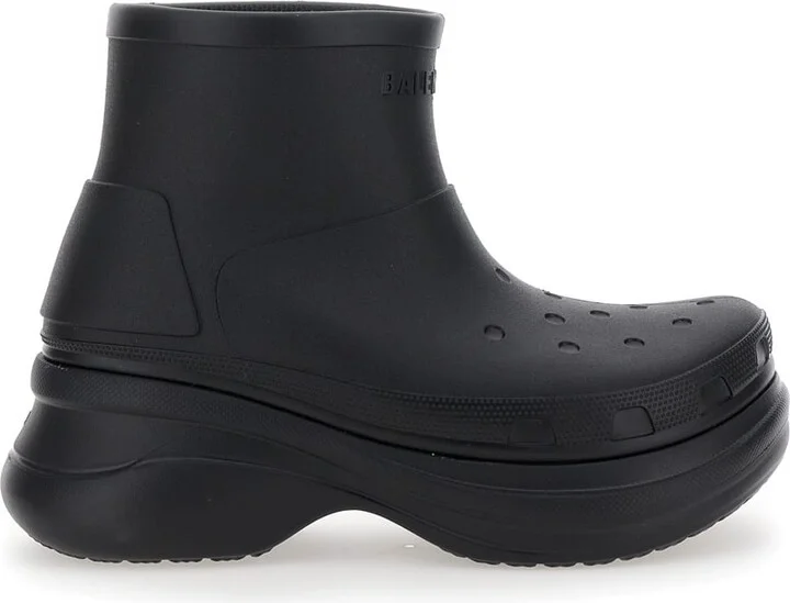 'crocs' Black Ankle Boots With Embossed Logo On The Front In Tech Fabric Man