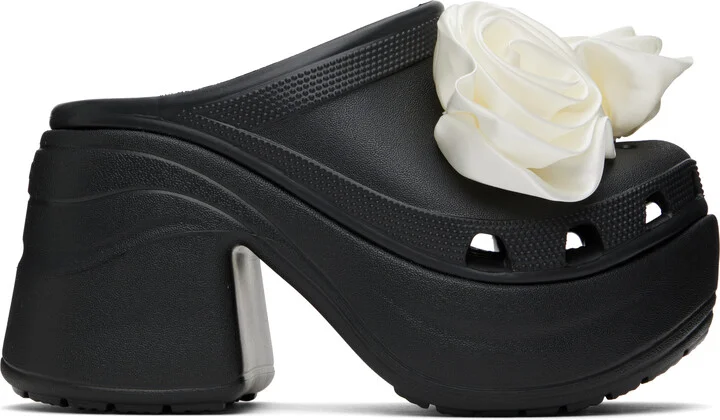 Crocs Black Siren Rosette Clogs