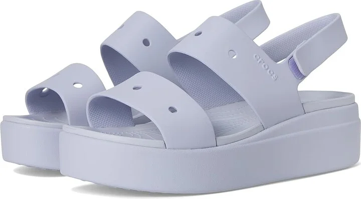 Crocs Brooklyn 4U Low Wedges Women's Sandals Purple Moon : 9 M, Synthetic