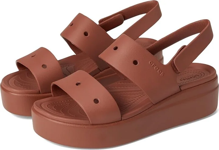 Crocs Brooklyn 4U Low Wedges Women's Sandals Rust : 5 M, Synthetic