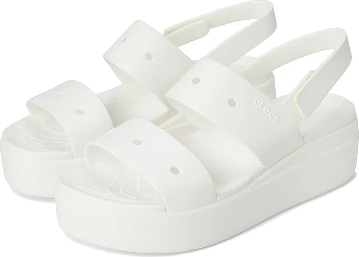 Crocs Brooklyn 4U Low Wedges Women's Sandals White : 4 M, Synthetic