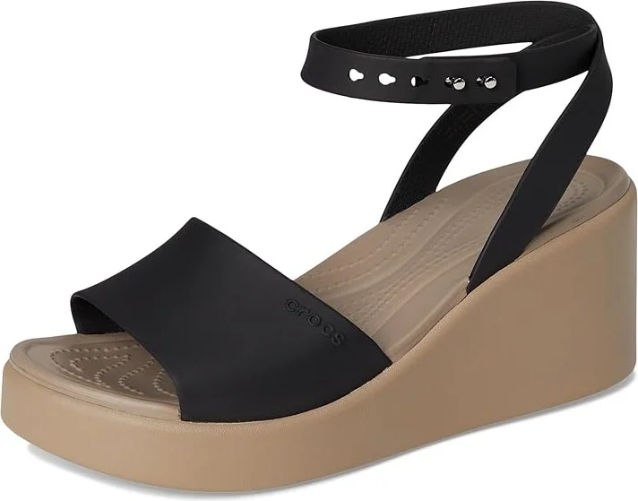 Crocs Brooklyn Ankle Strap Wedges Women's Shoes Black/Mushroom : 10 M - Image 5