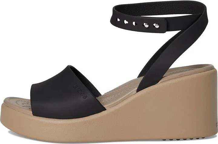 Crocs Brooklyn Ankle Strap Wedges Women's Shoes Black/Mushroom : 10 M - Image 6