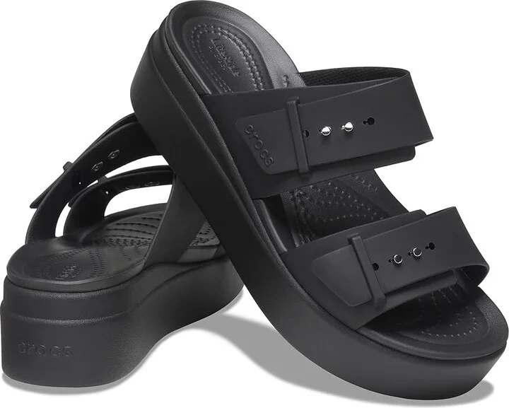 Crocs Brooklyn Buckle Low Wedge Women's Shoes Black 1 : 10 M - Image 5