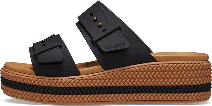 Crocs Brooklyn Buckle Low Wedge Women's Shoes Black : 4 M - Image 5