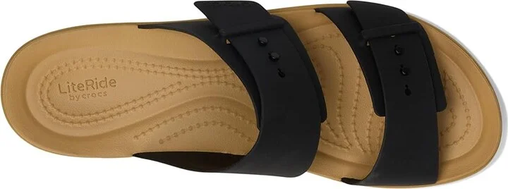 Crocs Brooklyn Buckle Low Wedge Women's Shoes Black/Tan : 9 M - Image 2
