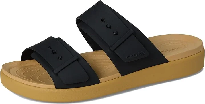 Crocs Brooklyn Buckle Low Wedge Women's Shoes Black/Tan : 9 M - Image 5
