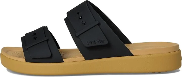 Crocs Brooklyn Buckle Low Wedge Women's Shoes Black/Tan : 9 M - Image 6