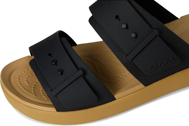 Crocs Brooklyn Buckle Low Wedge Women's Shoes Black/Tan : 9 M - Image 7