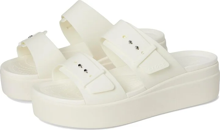 Crocs Brooklyn Buckle Low Wedge Women's Shoes Chalk 1 : 11 M