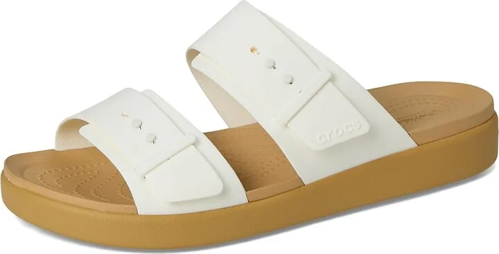 Crocs Brooklyn Buckle Low Wedge Women's Shoes Chalk/Tan : 8 M - Image 5