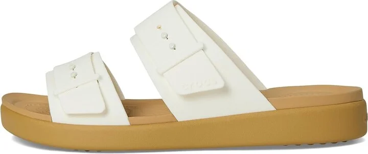 Crocs Brooklyn Buckle Low Wedge Women's Shoes Chalk/Tan : 8 M - Image 6