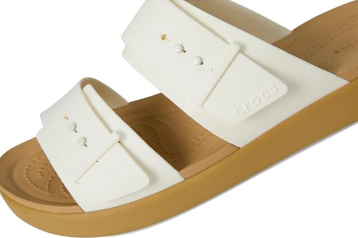 Crocs Brooklyn Buckle Low Wedge Women's Shoes Chalk/Tan : 8 M - Image 7