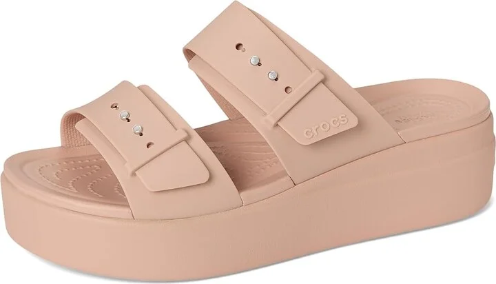 Crocs Brooklyn Buckle Low Wedge Women's Shoes Pink Caramel : 6 M - Image 5