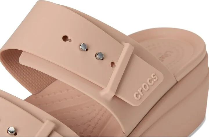 Crocs Brooklyn Buckle Low Wedge Women's Shoes Pink Caramel : 6 M - Image 7