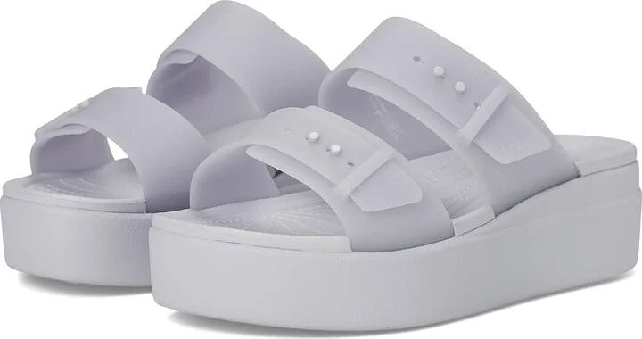 Crocs Brooklyn Buckle Low Wedge Women's Shoes Purple Moon : 5 M