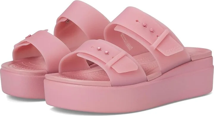 Crocs Brooklyn Buckle Low Wedge Women's Shoes Rosette : 11 M