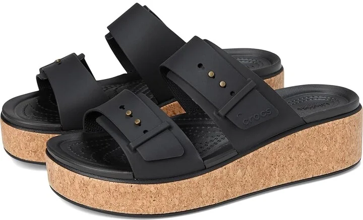Crocs Brooklyn Cork Buckle Sandals Women's Sandals Black : 8 M