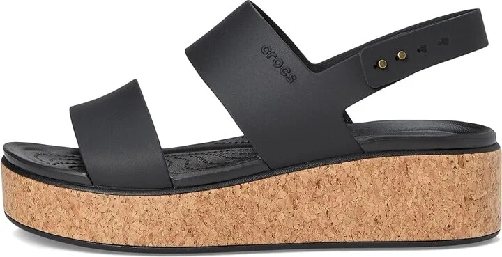 Crocs Brooklyn Cork Low Wedge Women's Sandals Black/Black : 7 M, Synthetic - Image 6